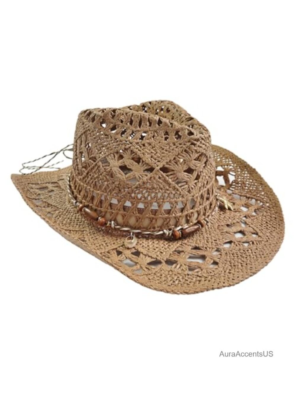 Straw Cowboy Hat Women Wide Brim Western Cowgirl Hand-Crafted